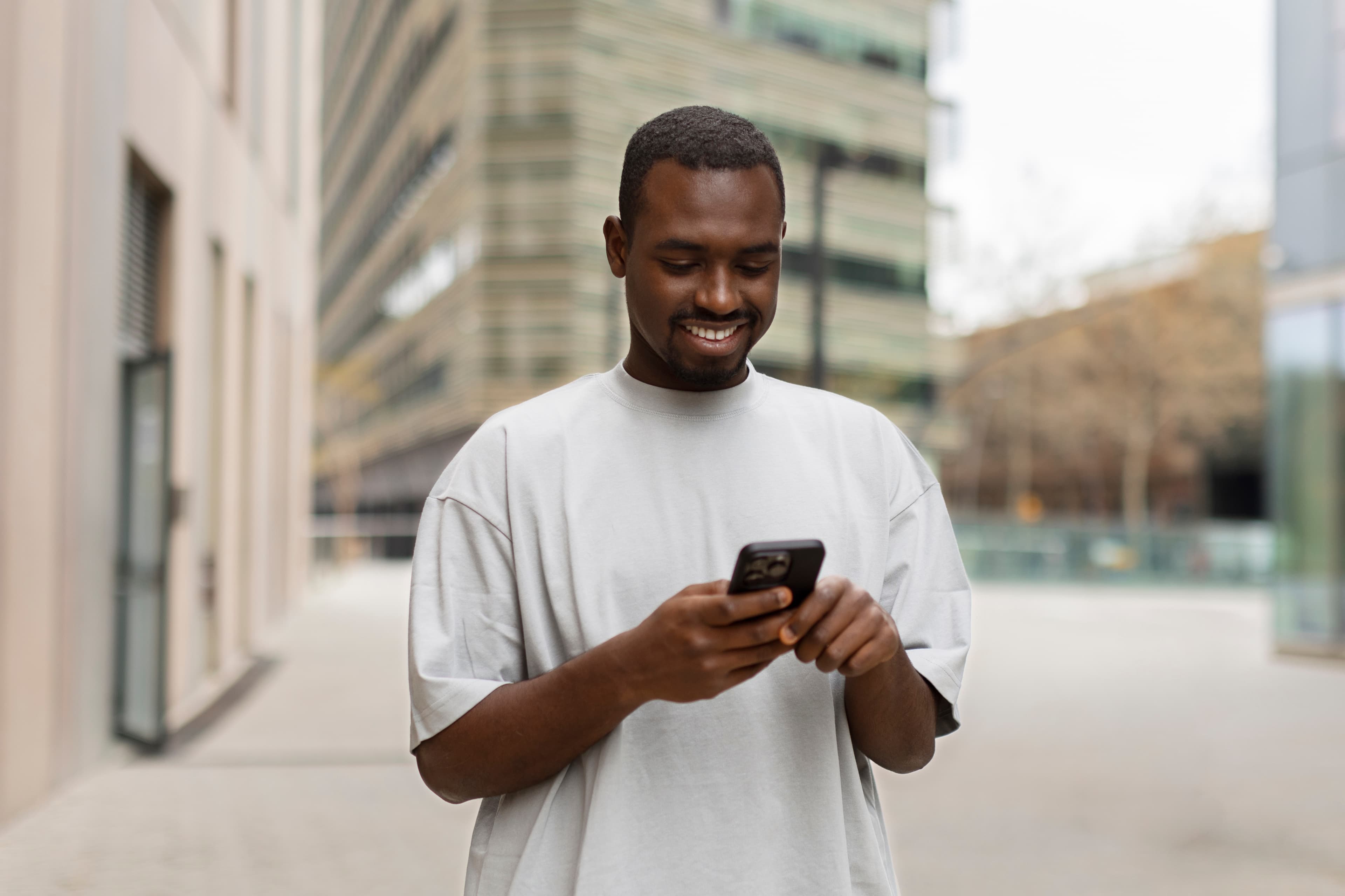 man looking at his phone